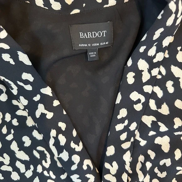 Bardot black and White Animal Print Wrap Dress- size M/8 - Picture 3 of 3
